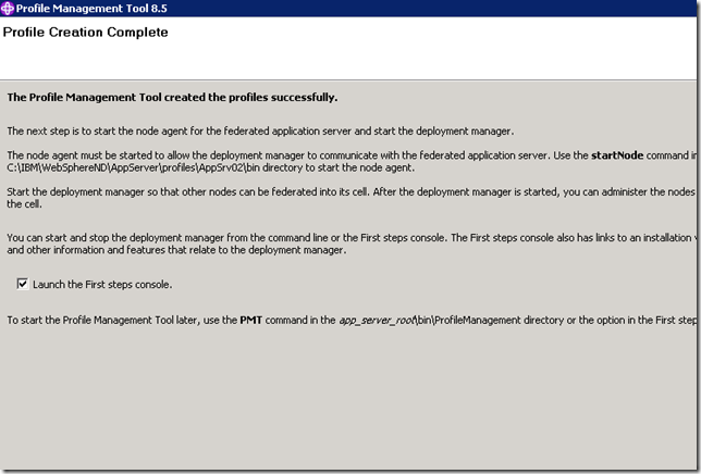 websphere cell profile created successfully on google cloud platform vm