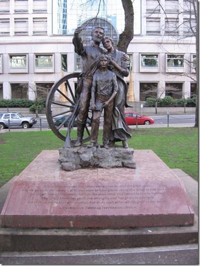 IMG_2151 The Promised Land Oregon Trail Monument at Chapman Square in Portland, Oregon on February 15, 2010