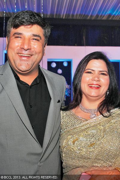 Harbir and Anita Khatri during a starry wedding reception for Mrinal Khatri and Bharti, hosted by Vinod Khatri in the city.