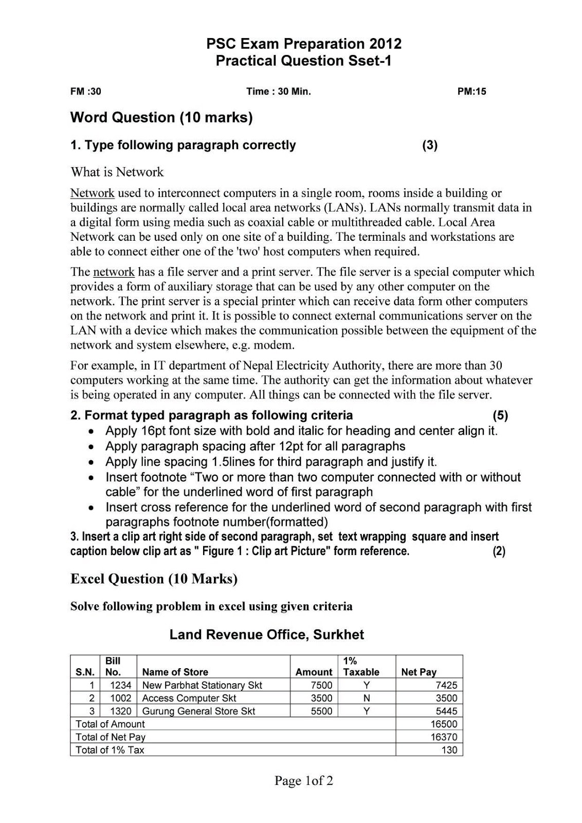 Excel Formulas Question Paper At Jasper Butler Blog