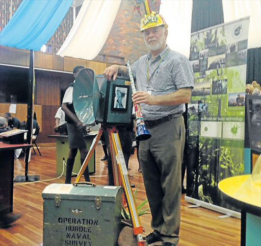 PROUDLY SOUTH AFRICAN: Mike Bruton with some of the great South African inventions on display at Scifest Africa Picture: DAVID MACGREGOR