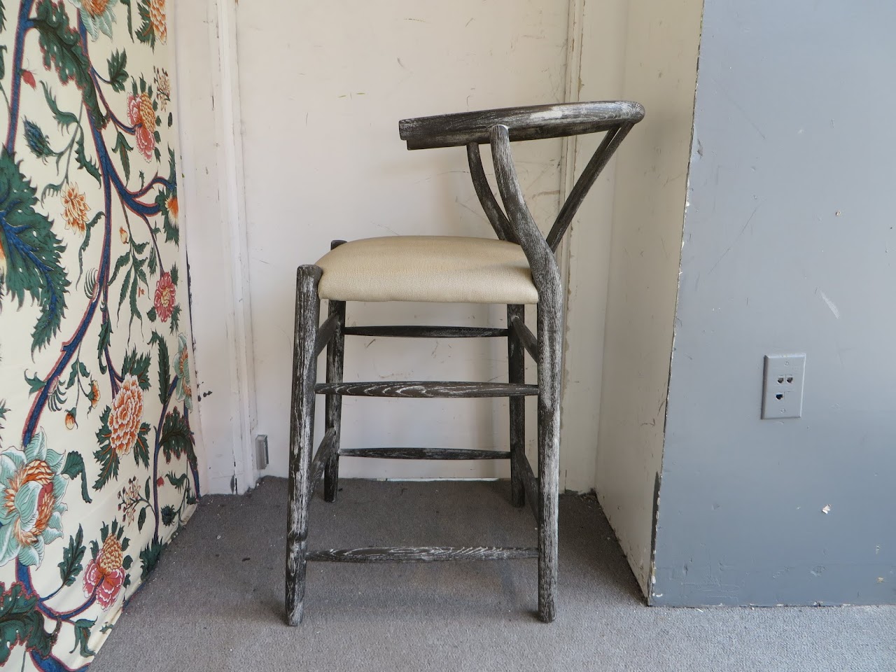 Wooden Stool with Leather Seat