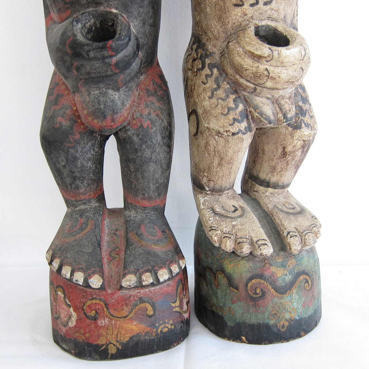 Balinese Hand-Carved Candlestick Pair