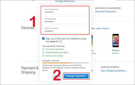 Thay đổi mật khẩu iCloud