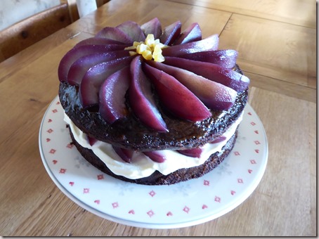 poached pear and ginger cake