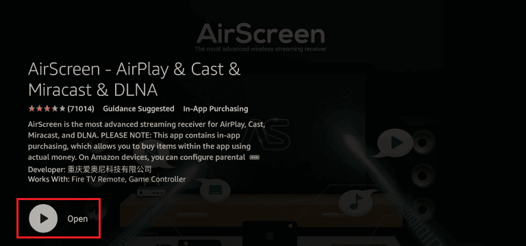 aplikacja airscreen amazon firestick