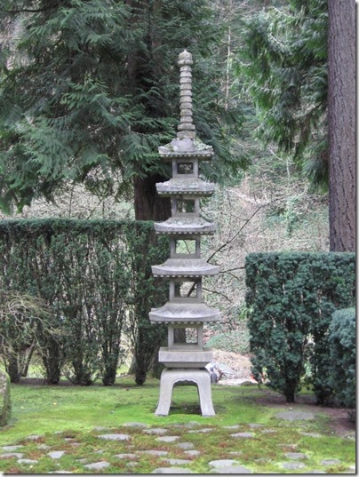 IMG_2528 5-Tiered Stone Pagoda Lantern at the Portland Japanese Garden at Washington Park in Portland, Oregon on February 27, 2010