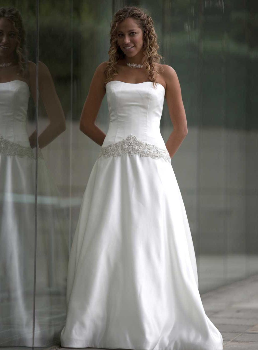 Satin strapless wedding gowns