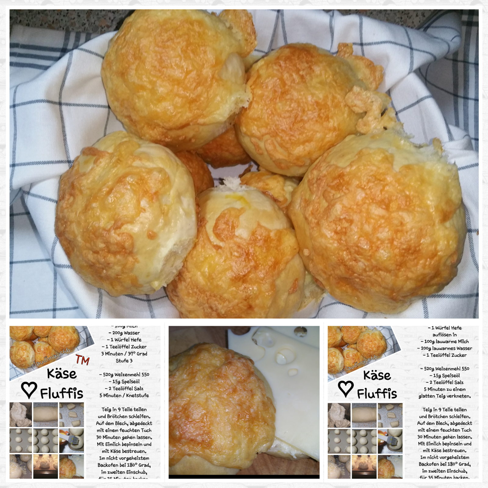 Kochen und backen mit Claudia : Käse Fluffis - Käsebrötchen