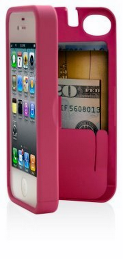 Pink Case for iPhone 4/4S with built-in storage space for credit cards/ID/money, by EYN (Everything You Need)