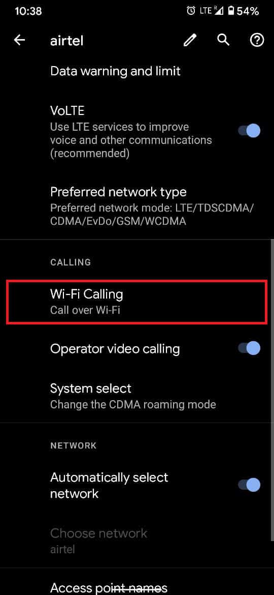 ในส่วน "การโทร" ให้แตะตัวเลือก "การโทรผ่าน Wi-Fi"  แก้ไขโทรศัพท์ Android ไม่สามารถโทรออกหรือรับสายได้