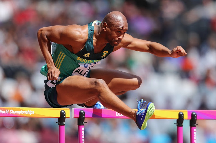 Antonio Alkana of South Africa competes in the Men's 110 metres hurdles during day three of the 16th IAAF World Athletics Championships London 2017 at The London Stadium on August 6, 2017 in London, United Kingdom.