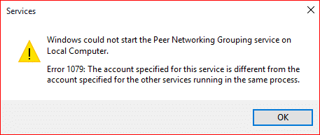 Windows non ha potuto avviare il servizio Peer Name Resolution Protocol sul computer locale.  Errore 107