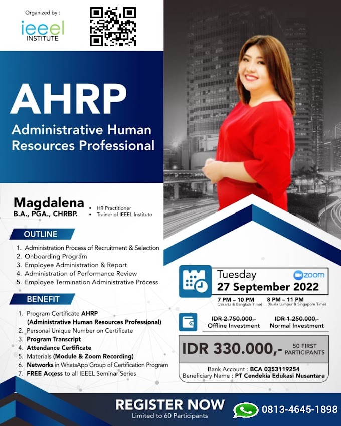 WA.0813-4645-1898 | Administrative Human Resources Professional (AHRP) 27 September 2022