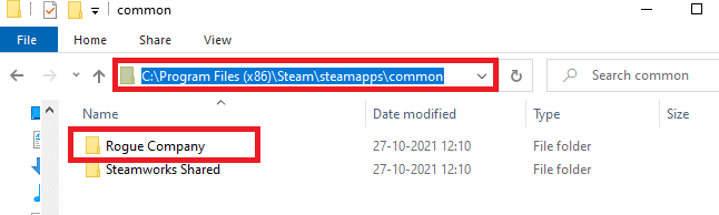 여기에서 목록을 아래로 스크롤하여 steamapps 폴더를 연 다음 common 폴더를 엽니다.  Steam 게임을 제거하는 방법