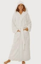 <br />Del Rossa Women's Terry Cloth Cotton Hooded Full Length Bathrobe