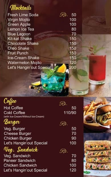 Let's Hangin Out Cafe menu 