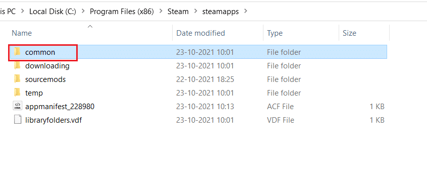 kliknij dwukrotnie wspólny folder w folderze steamapps