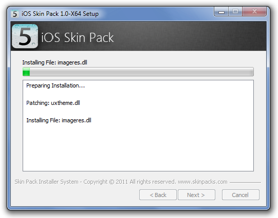 Mang giao diện iOS 5 vào Windows 7 Installing