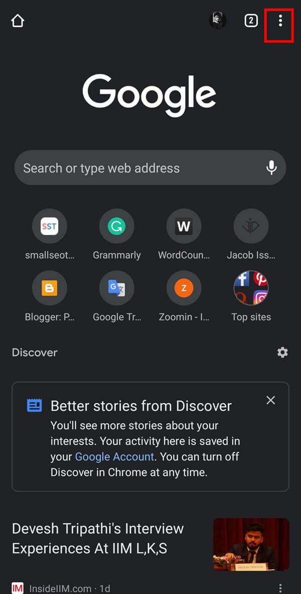 Otwórz Chrome i dotknij menu z trzema kropkami.  |  Jak usunąć pliki do pobrania na Androida?