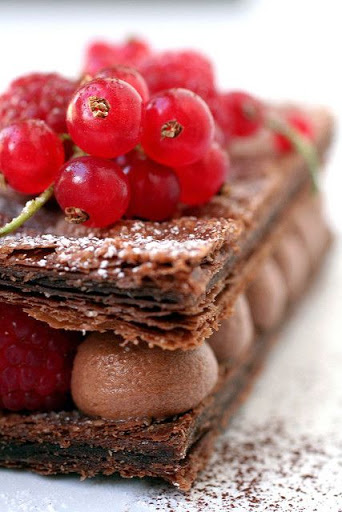 chocolate and raspberry mille feuille 