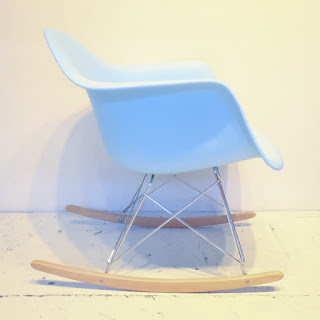 Eames-Style Blue Rocking Chair