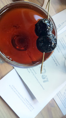 LeChon cocktail Ilha Grande with bourbon, carpano antica, averna, fonseca 10 year, rhubarb bitters