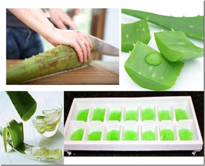 Ice with aloe vera for skin around the eyes