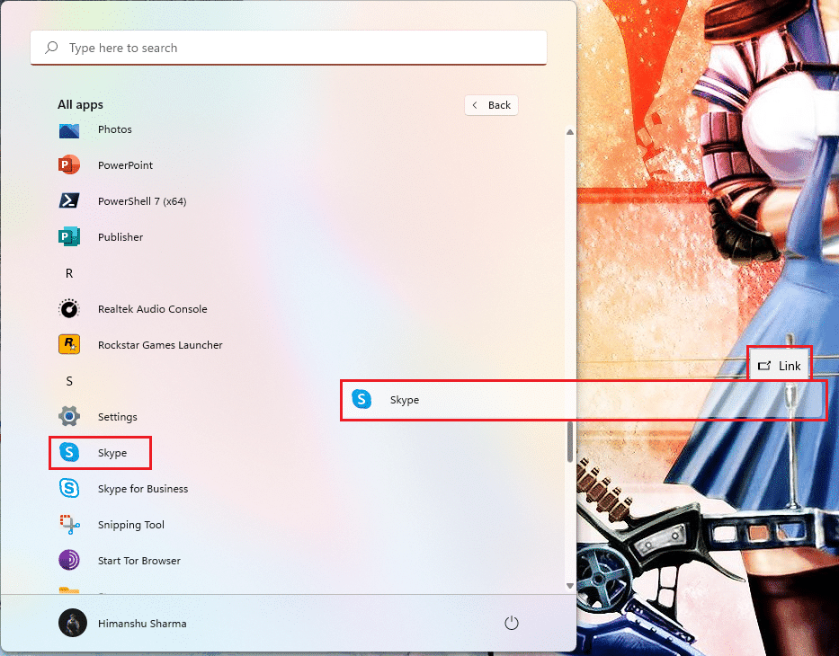 przeciągnij aplikację z menu wyszukiwania Windows Windows 11 na pulpit