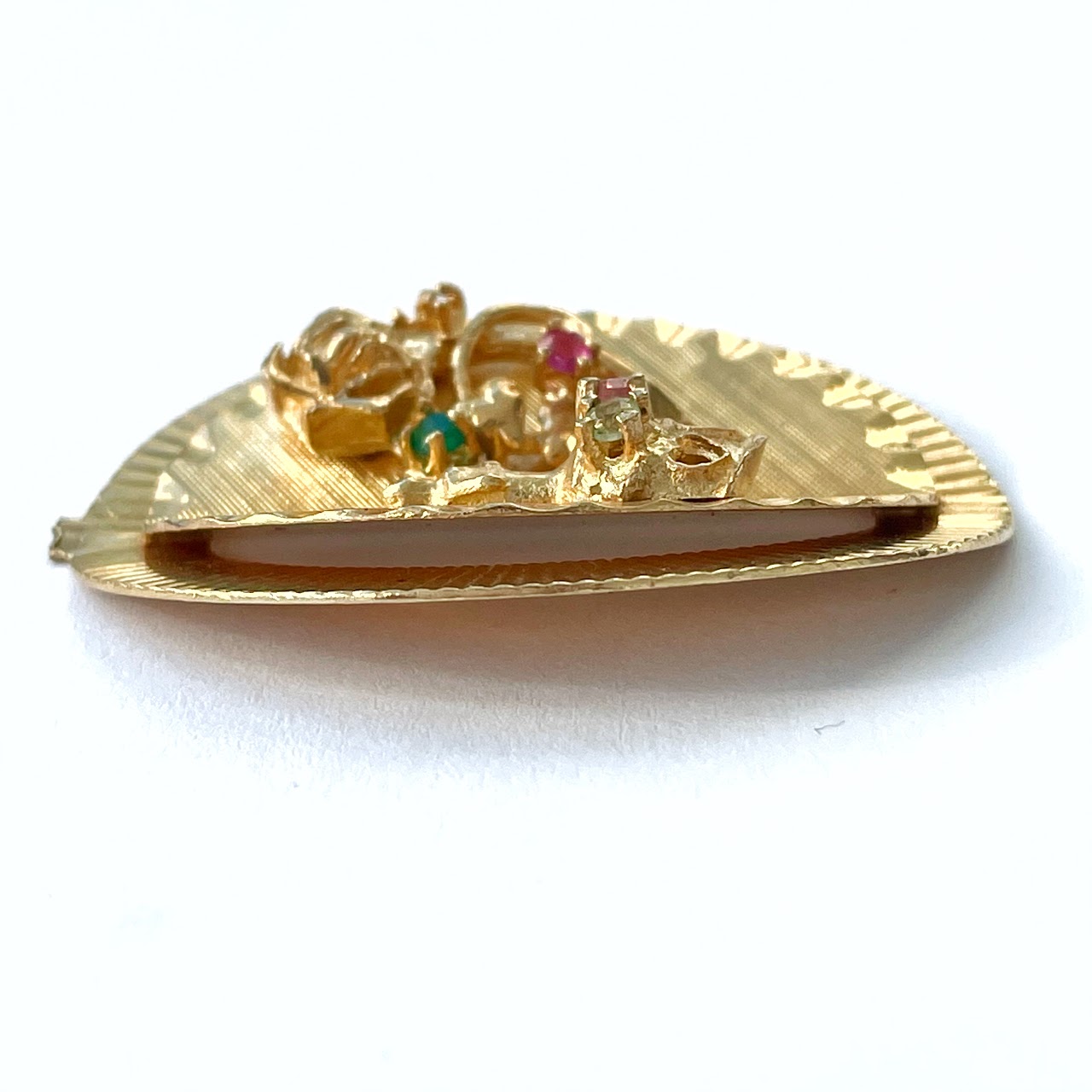 14K Gold Crown & Rose Pendant