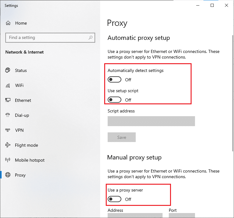 Tắt máy chủ proxy