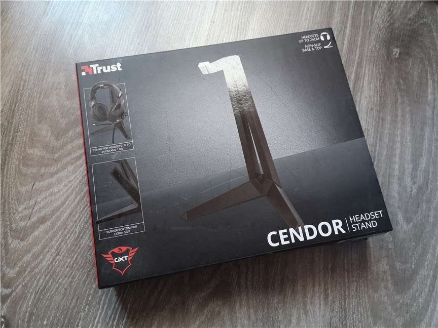 De doos van de Trust GXT 260 Cendor Headset Stand