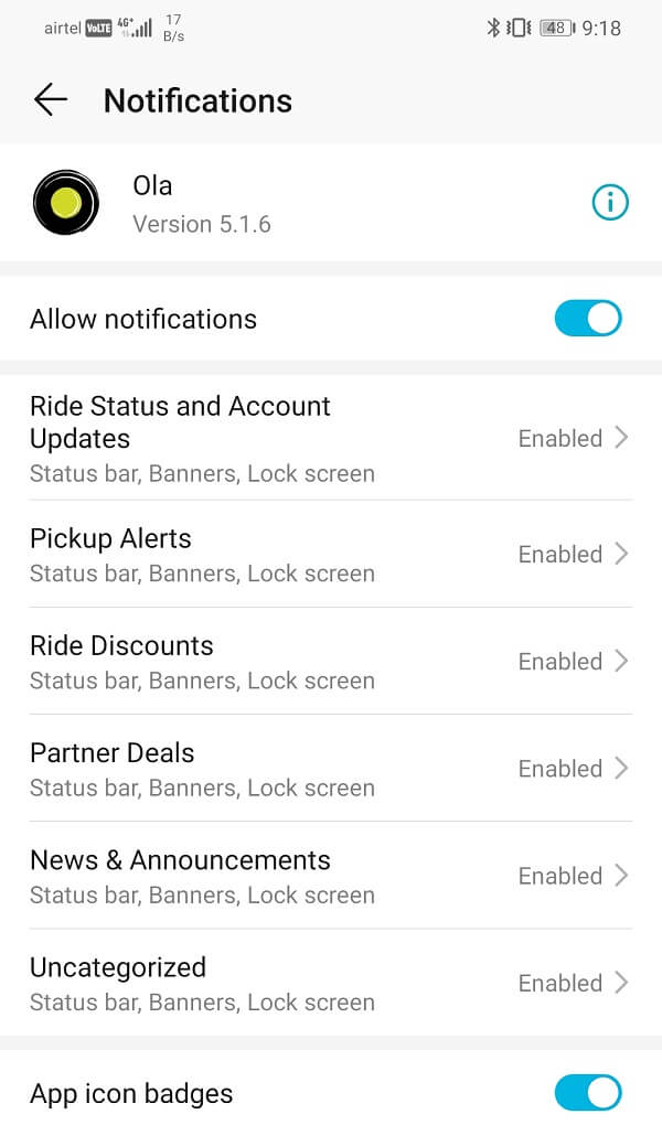 También se puede configurar Permitir ciertos tipos de notificaciones solo para una aplicación |  Cómo acceder al menú de configuración de Android