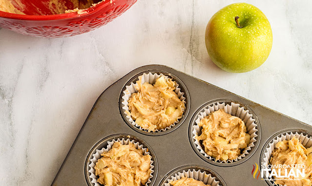 muffin batter in muffin liners