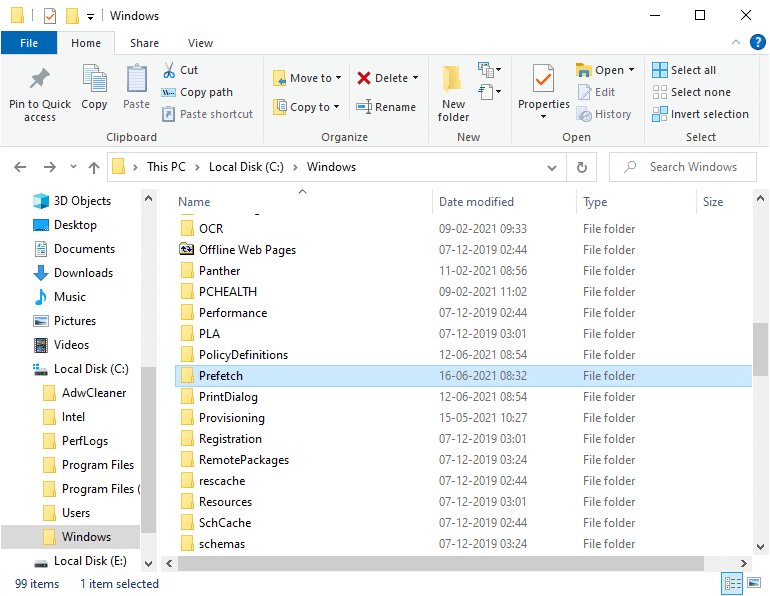 Ahora, haga clic en Prefetch |  Cómo eliminar archivos temporales en Windows 10