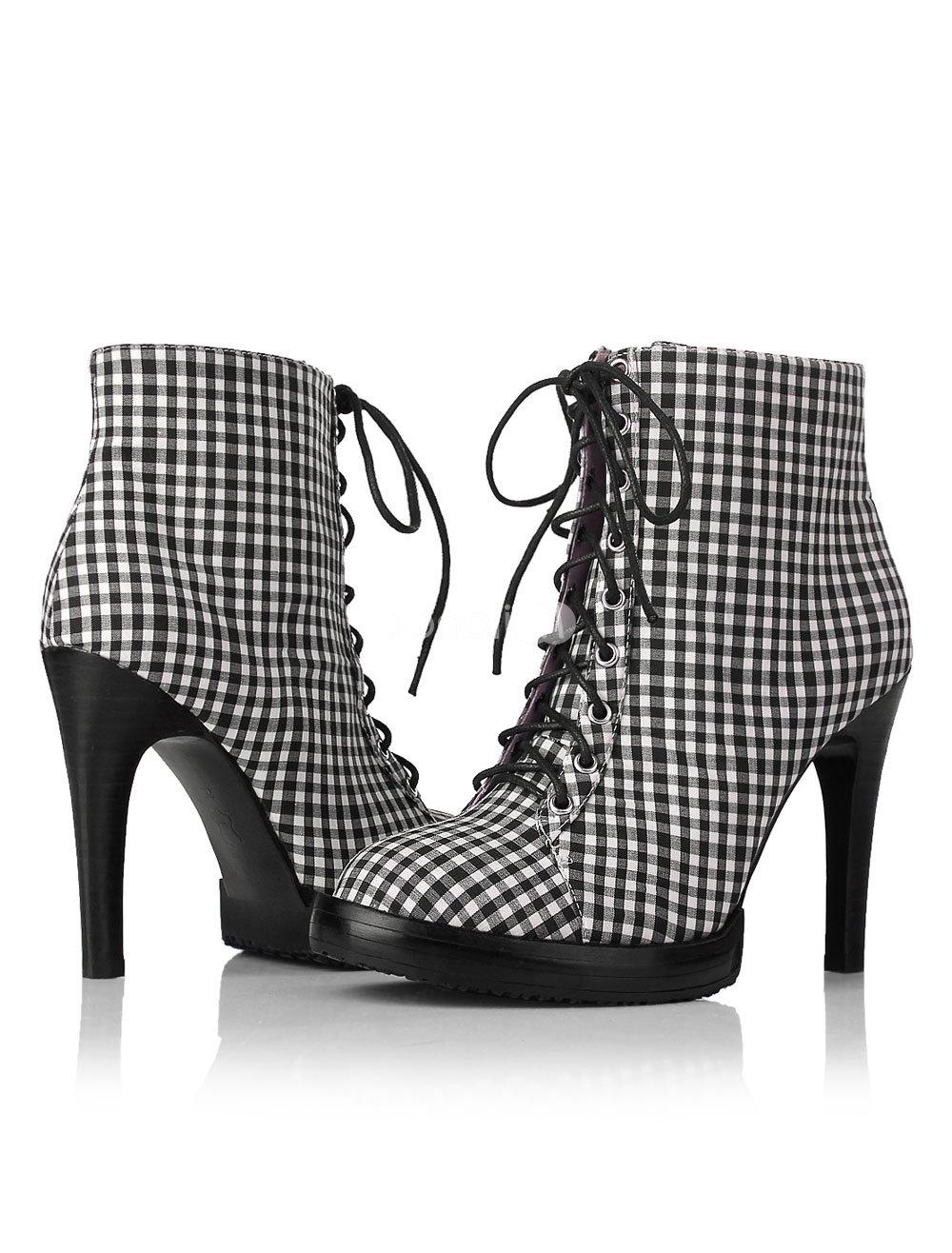 Black White Plaid Pattern PU 3