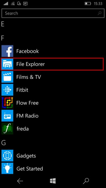 Windows 10 Mobile, Bluetooth, ricevi, file, trova