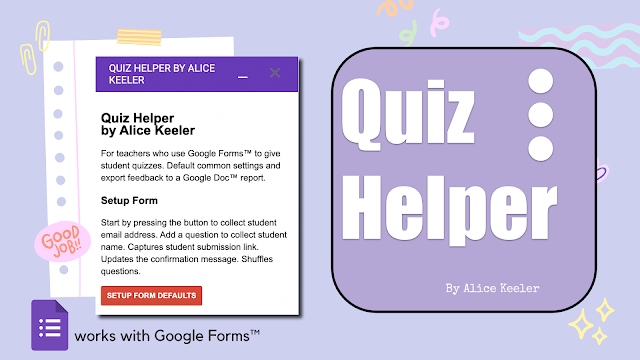 Screenshot of Quiz Helper by Alice Keeler