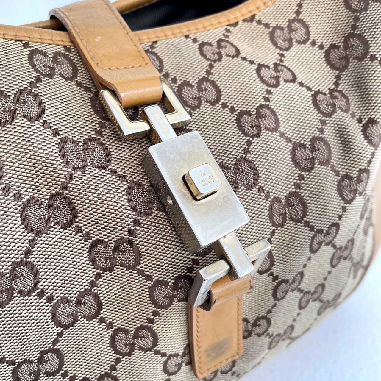 Vintage Gucci Monogram Tan Hobo Bag