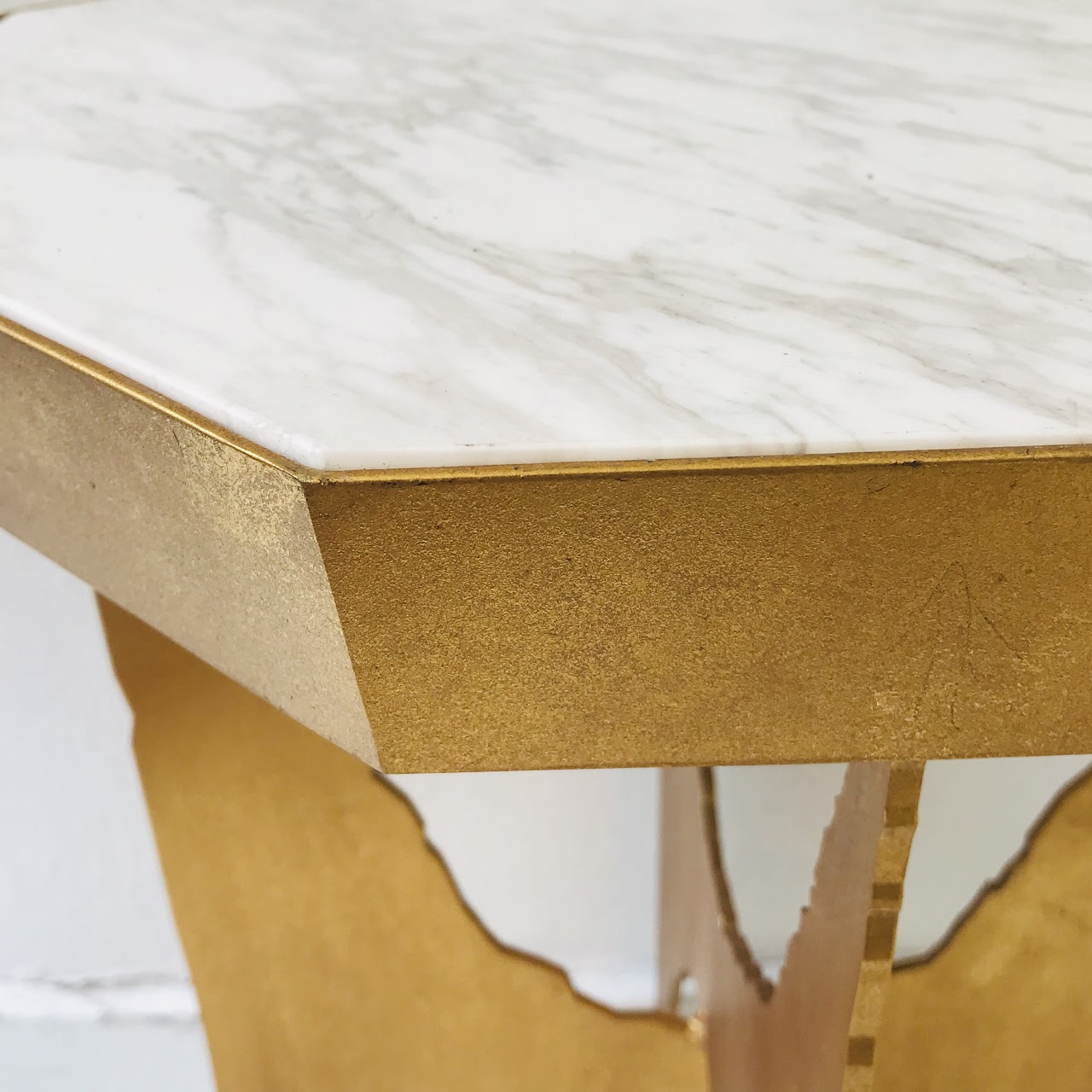 Octagonal Marble Top Modern Accent Table