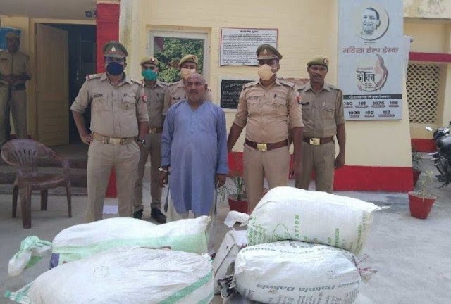 Mau news:- पुलिस और स्वाट टीम ने पकड़ा तस्कर, 14 बोरियों में भरा था 18 लाख का गांजा