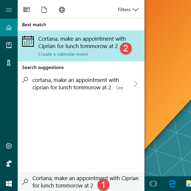 Cortana, Windows 10, calendrier