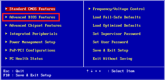 Fonctionnalités du BIOS avancées