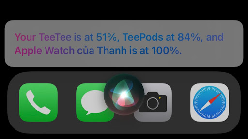 Xem phần trăm pin thông qua Siri