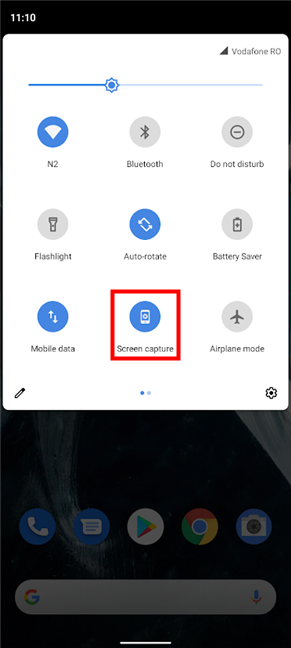 Tome una captura de pantalla en Android desde Configuración rápida