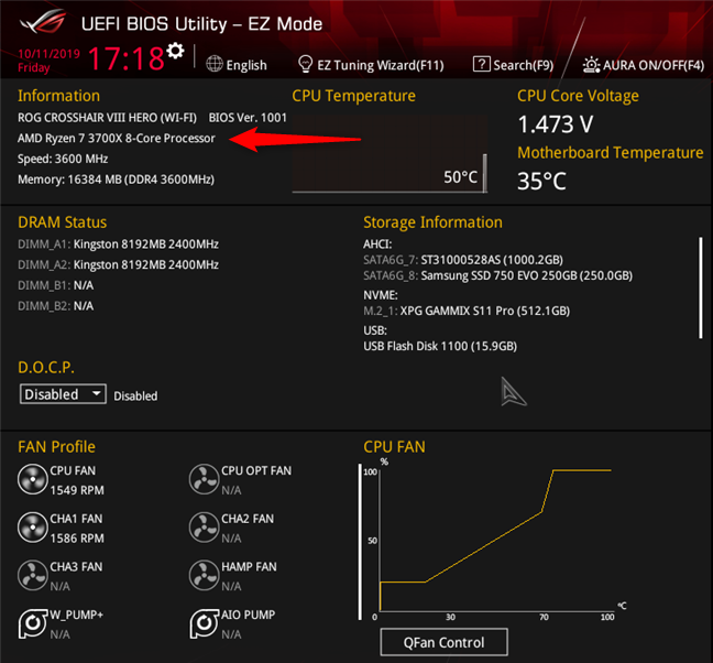 ดูว่าโปรเซสเซอร์ใดอยู่ในพีซีของคุณใน (UEFI) BIOS