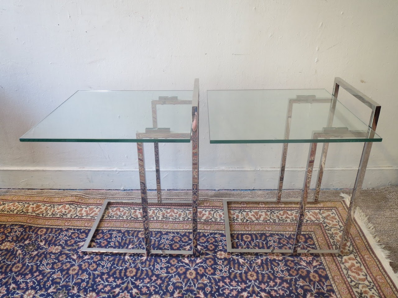 Glass Chrome Side Tables