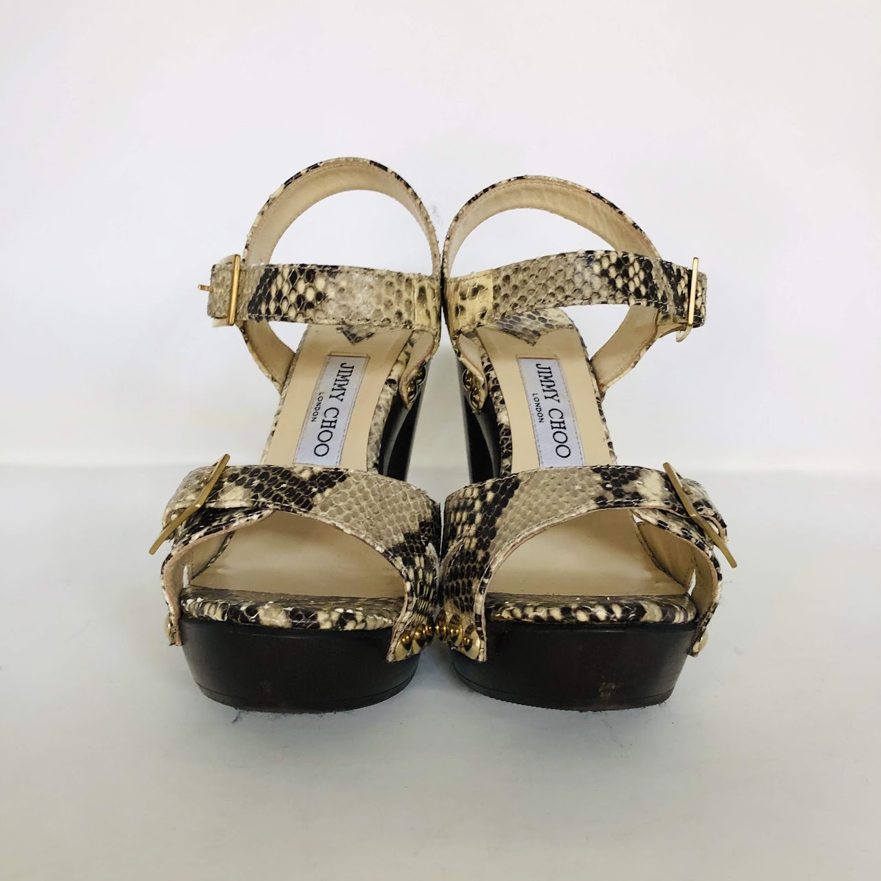 Jimmy Choo Python &Wood Sandals