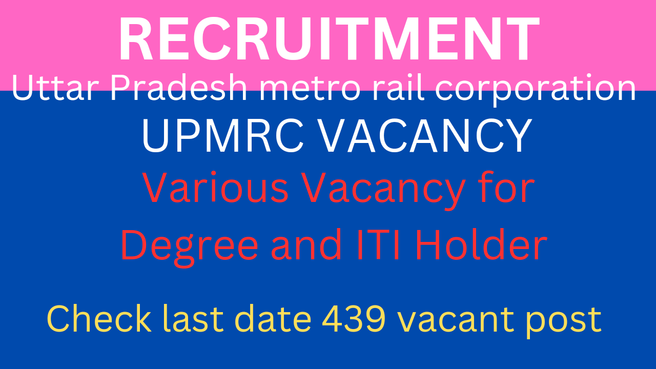 UP Metro Rail Recruitment 2024 notification उप्र मेट्रो रेल 439 vacancies