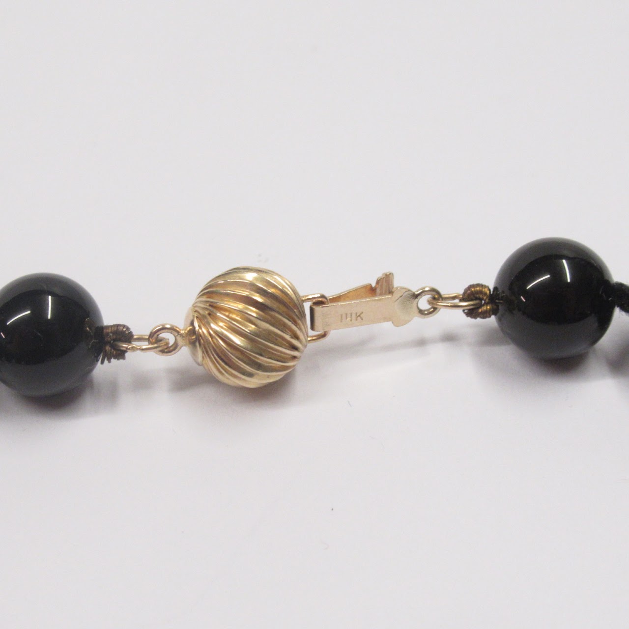 Onyx, Pearl, & 14K Gold Bead Necklace